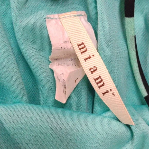 Women's Miami size Large black & mint green Chevron print sleeveless dress - Picture 7 of 8